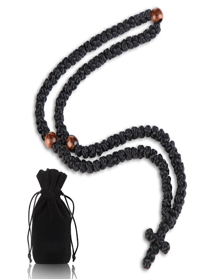 Otuuz Handmade Orthodox Prayer Rope 100 Knots with Braided Cross and Red Beads Orthodox Prayer Rope with Icon of the Mother of God Card Greek Cross Christian Charm Gifts - Image 1